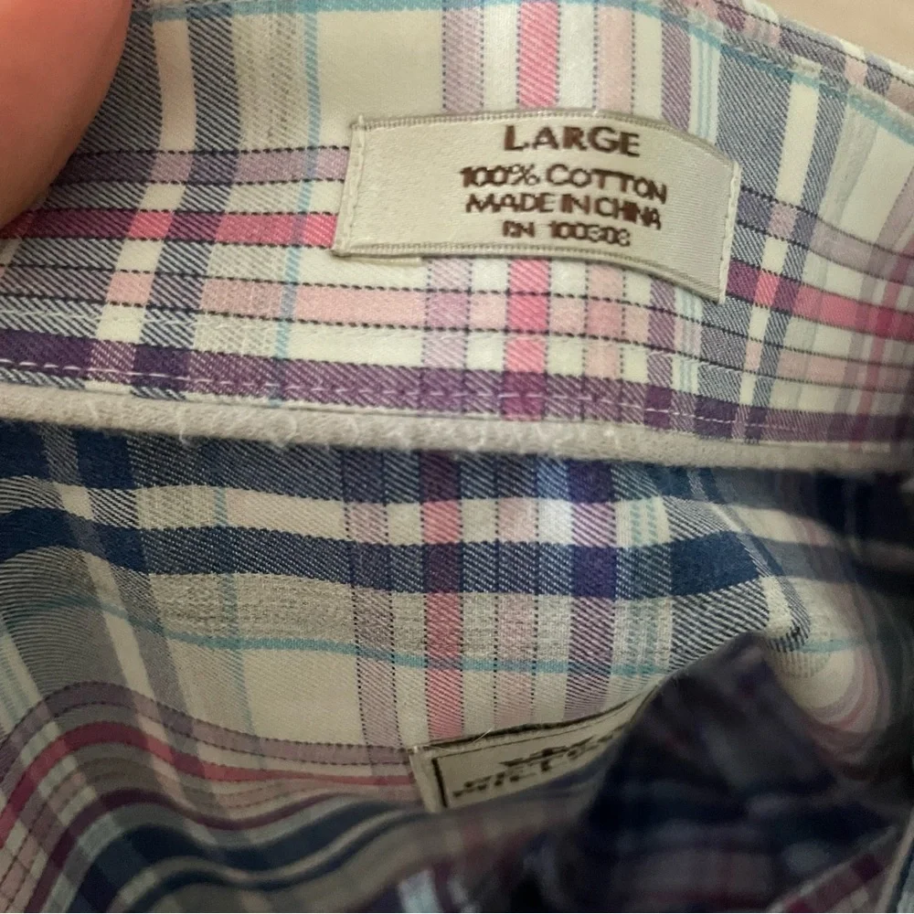 Peter Millar cotton Men's Plaid Shirt - Blue, Red, and White size large